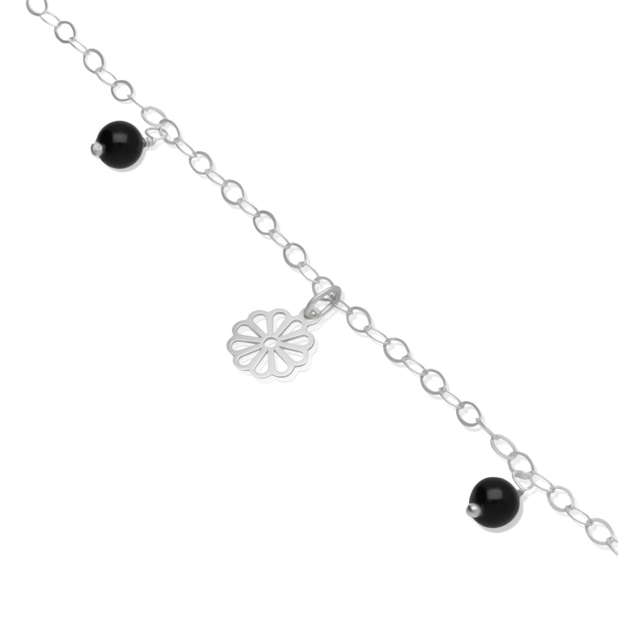 Clearance TANYA MOSS Pulsera Mujer Plata 925 Barro Negro Flor Con Agata Anamora Por Tanya M