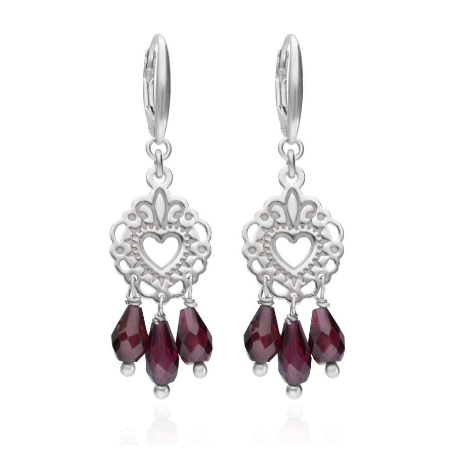 Clearance TANYA MOSS Aretes Mujer Plata 925 Milagritos Corazon Granate Anamora Por Tanya Mo