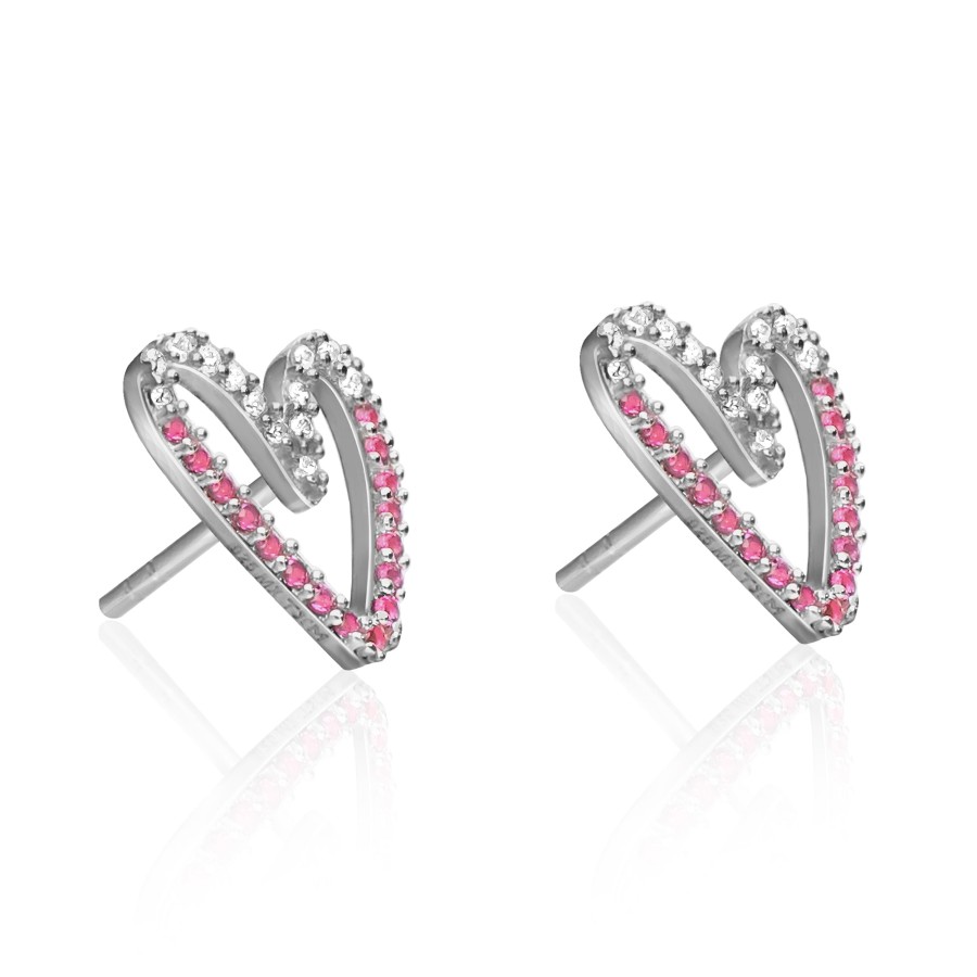 Clearance TANYA MOSS Aretes Mujer Plata 925 Amor Vuelo Corazon Circonia Rosa / Blanca