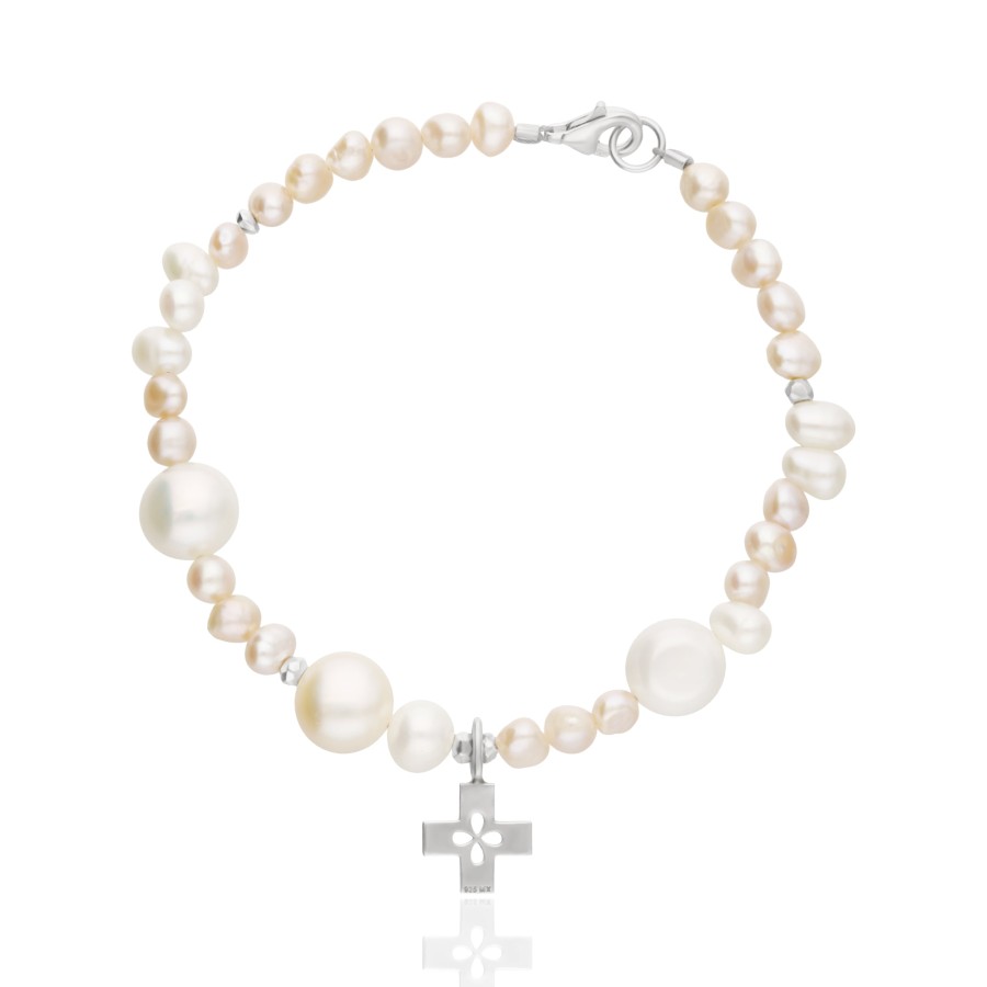 Clearance TANYA MOSS Pulsera Mujer Plata 925 Religioso Cruz Perlas Anamora Por Tanya Moss