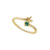 New TANYA MOSS Anillo Mujer Oro 14K Oro Cruzado Mariposa Esmeralda