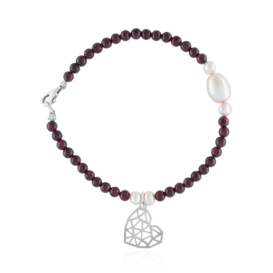 Clearance TANYA MOSS Pulsera Mujer Plata 925 Origami Corazon Granate Anamora Por Tanya Moss