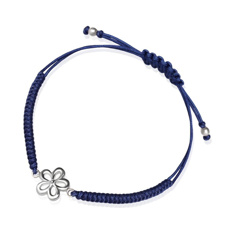 Clearance TANYA MOSS Pulsera Mujer Plata 925 Alegria Flor Tejida Azul Electrico