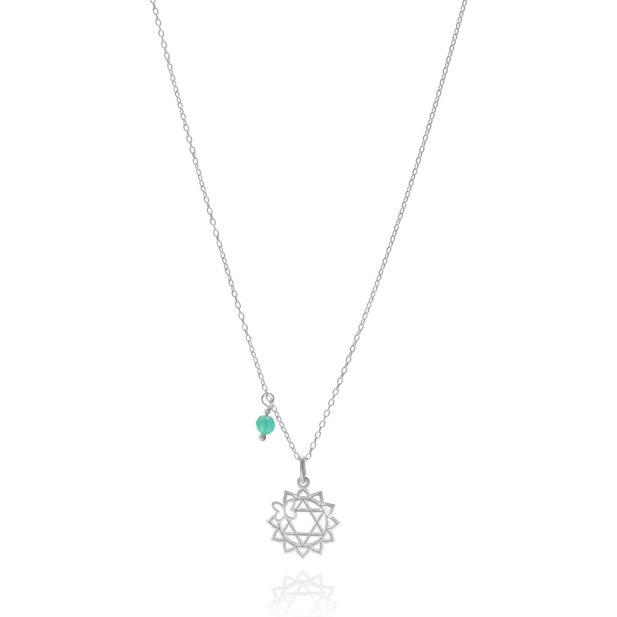 Clearance TANYA MOSS Dije Mujer Plata 925 Chakras Corazon Agata Verde