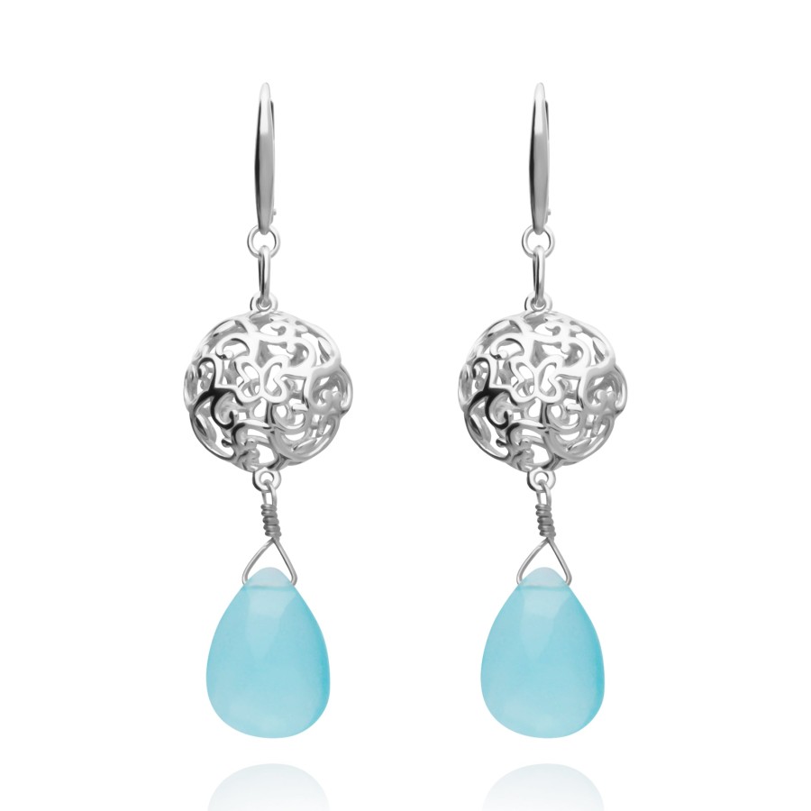 Best TANYA MOSS Aretes Mujer Plata 925 Elia Esfera Calcedonia