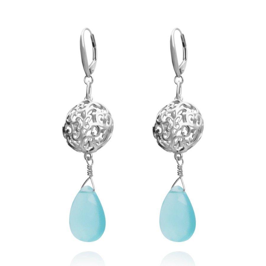 Best TANYA MOSS Aretes Mujer Plata 925 Elia Esfera Calcedonia