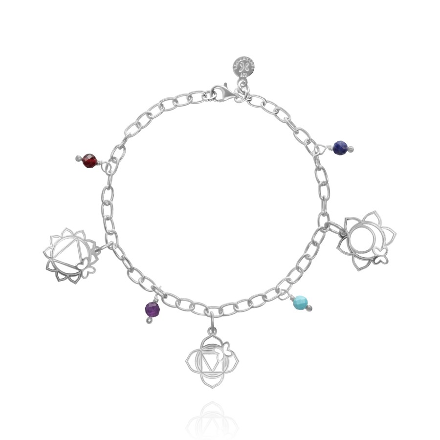 Wholesale TANYA MOSS Pulsera Mujer Plata 925 Chakras 3 Charms / 4 Piedras