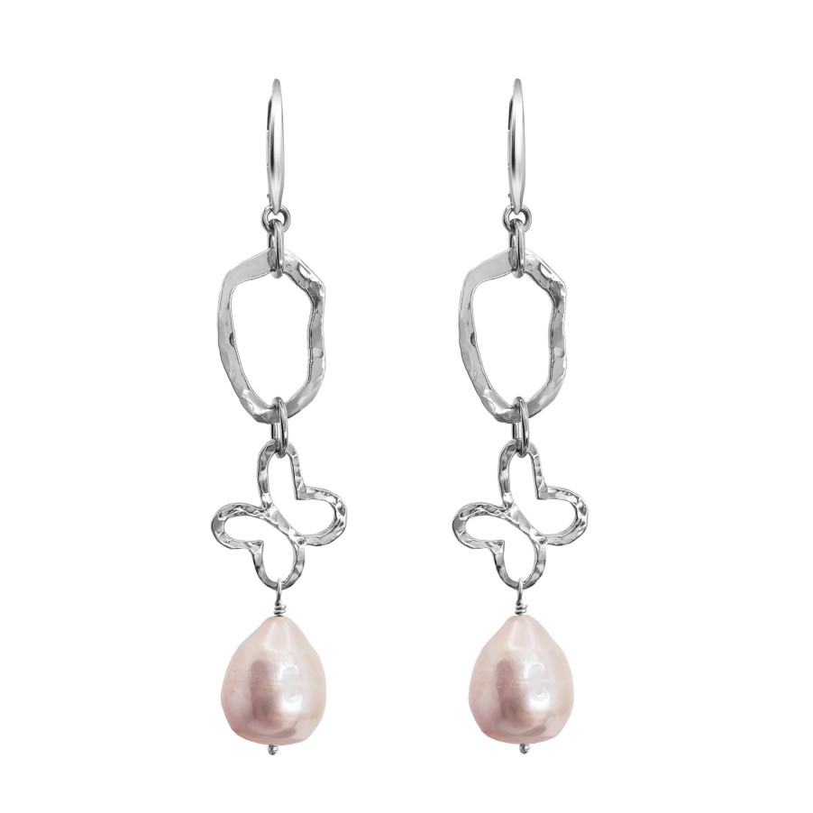 Best TANYA MOSS Aretes Mujer Plata 925 Liberty Eslabon Mariposa Perla