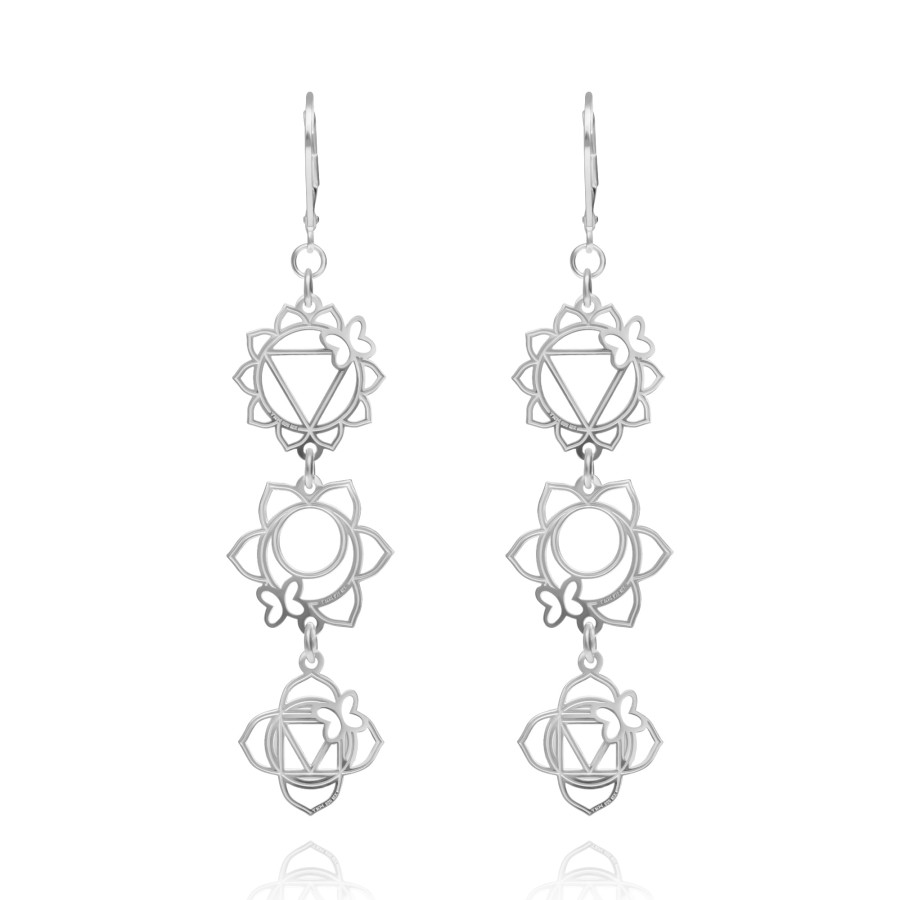 New TANYA MOSS Aretes Mujer Plata 925 Chakras 3 Modulos