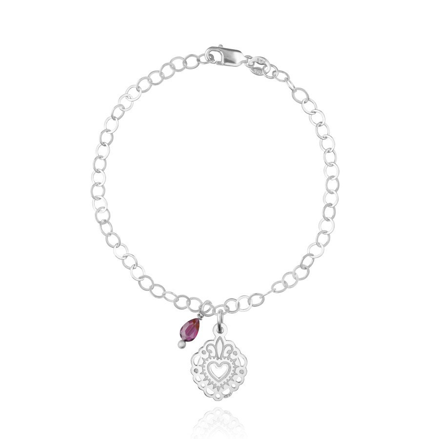 Best TANYA MOSS Pulsera Mujer Plata 925 Milagritos Corazon Granate Anamora Por Tanya M