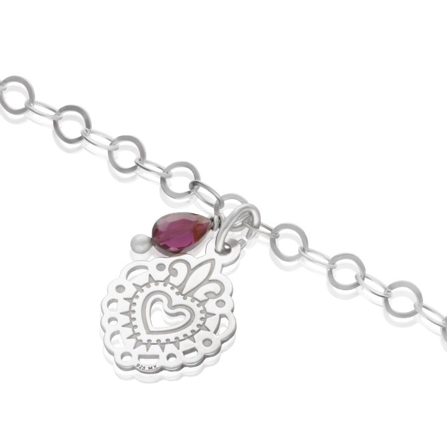 Best TANYA MOSS Pulsera Mujer Plata 925 Milagritos Corazon Granate Anamora Por Tanya M